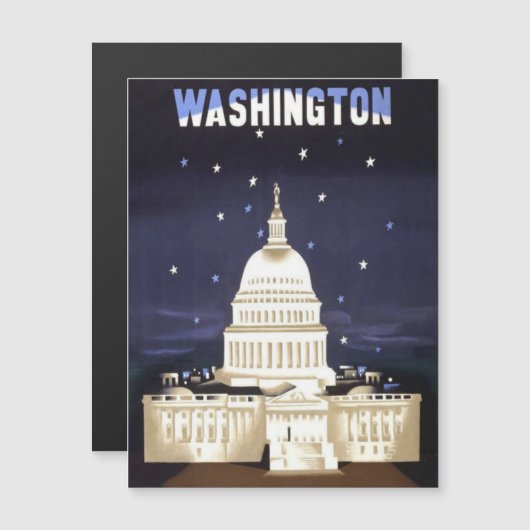 Washington DC vintage travel Magnetic Card (Front/Back)