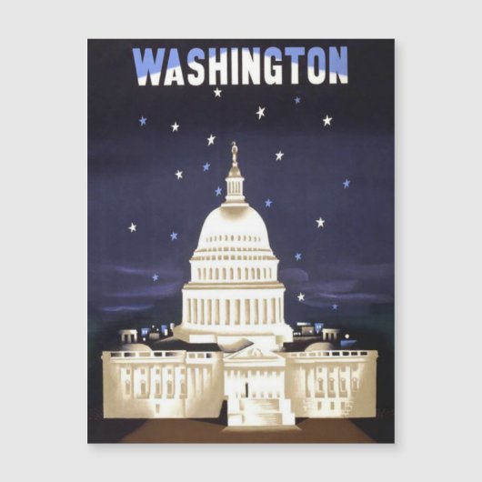 Washington DC vintage travel Magnetic Card (Front)