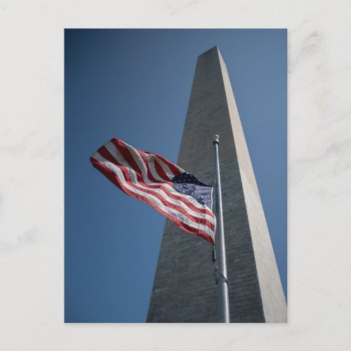 Washington DC  Washington Memorial With Flag Postcard