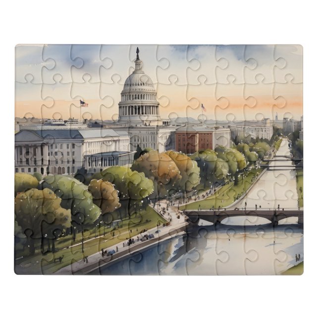 Washington DC watercolor art Jigsaw Puzzle (Puzzle Horizontal)