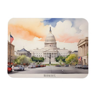 Washington DC watercolor art Magnet