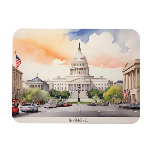 Washington DC watercolor art Magnet (Horizontal)