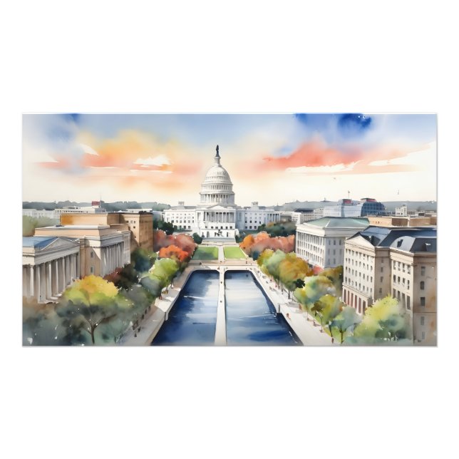 Washington DC watercolor art Photo Print (Front)