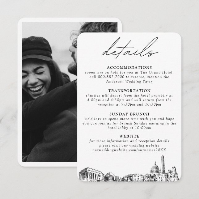 Washington DC Wedding Details Enclosure Card (Front/Back)