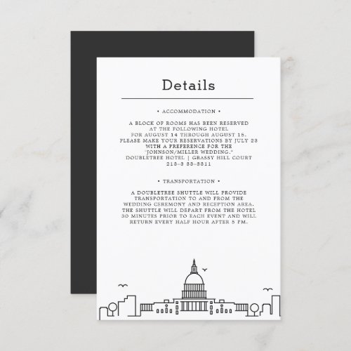 Washington DC Wedding  Guest Details Invitation