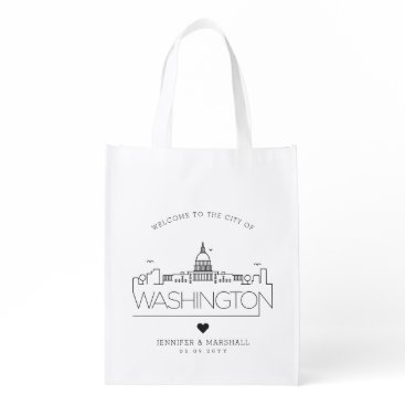Washington DC Wedding | Stylized Skyline Grocery Bag