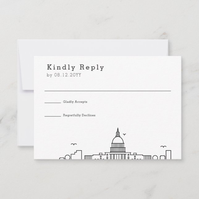 Washington DC Wedding | Stylized Skyline RSVP Card (Front)