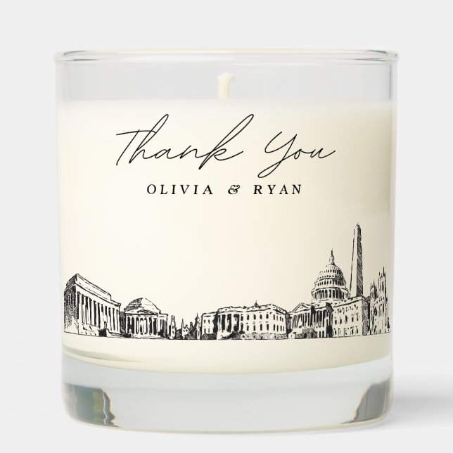 Washington DC Wedding Thank You Gift Custom Candle (Front)