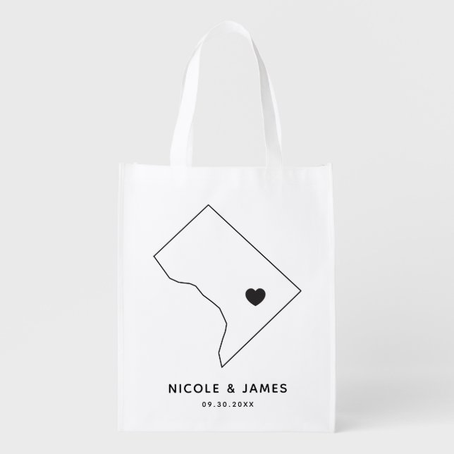 Washington DC Wedding Welcome Bag, D.C. Map Tote (Front)