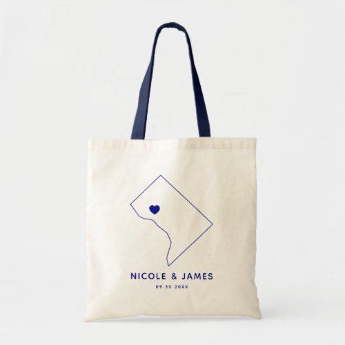 Washington DC Wedding Welcome Bag Map Tote Navy