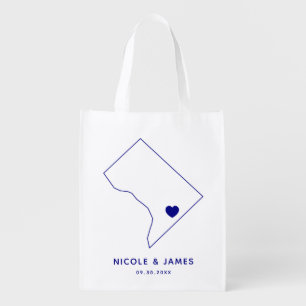 Washington DC Wedding Welcome Bag, Navy Map Tote
