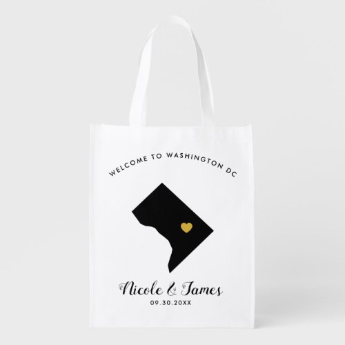 Washington DC Wedding Welcome Bag Tote Gold Heart