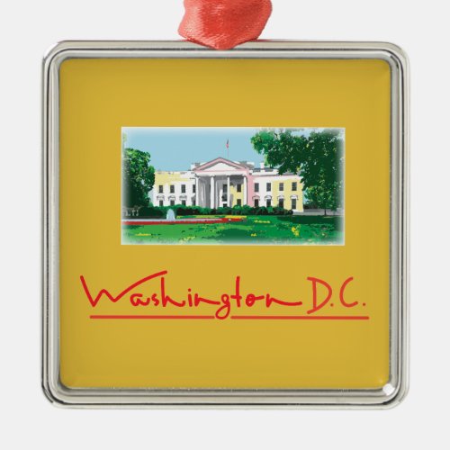 Washington DC _ White House Christmas Metal Ornament