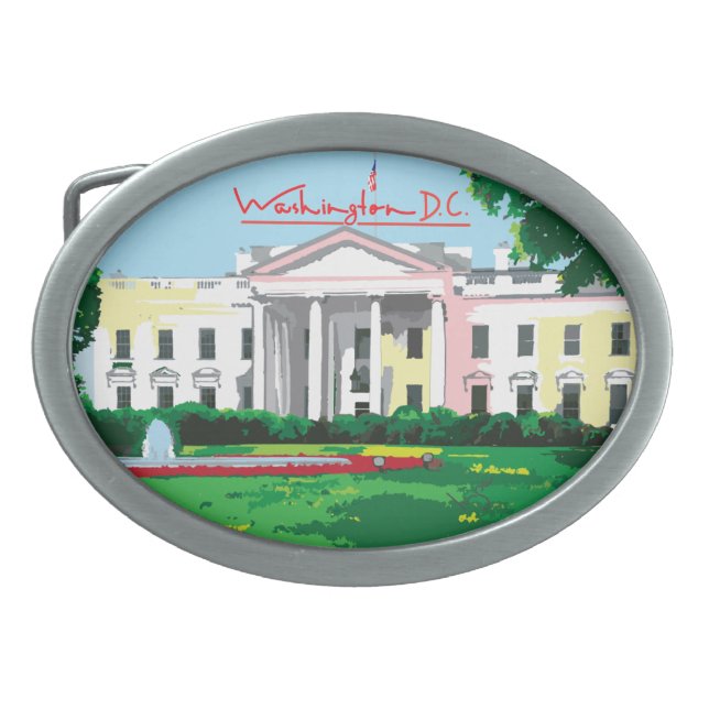 Washington DC - White House - Digital Oval Belt Buckle (Front)