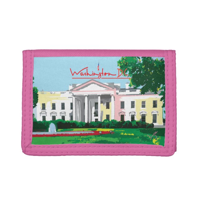Washington DC - White House Digital Pink Trifold Wallet (Front)