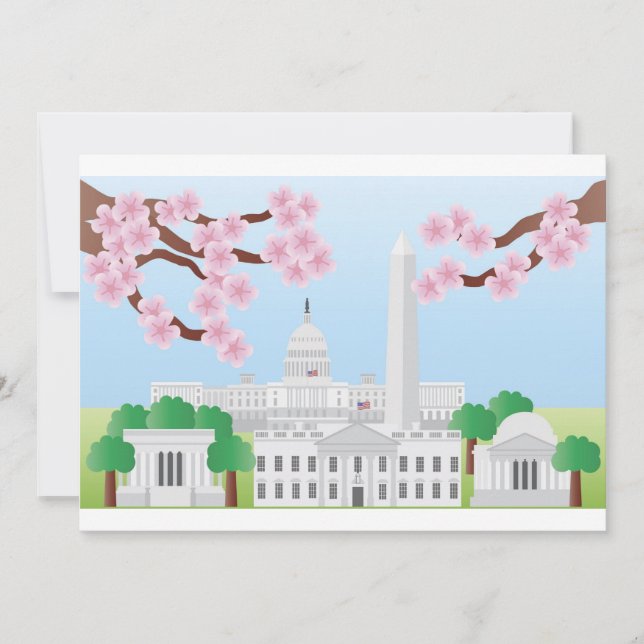 Washington DC with Cherry Blossoms Invitation (Front)
