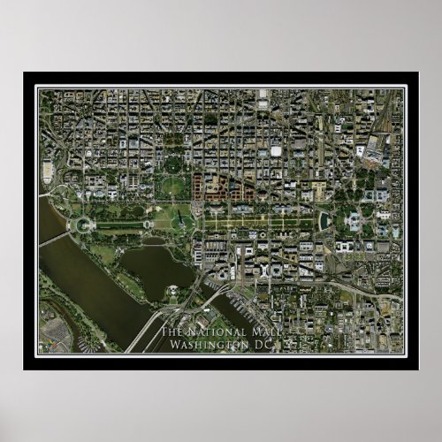 Washington DCs National Mall From Space Satellite Poster