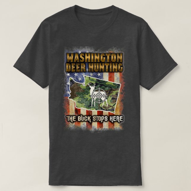 Washington Deer Hunting Trophy Hunting T-Shirt (Design Front)
