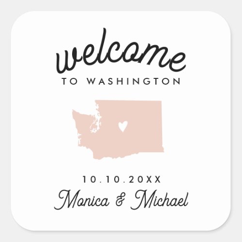 WASHINGTON Destination Wedding ANY COLOR Square Sticker