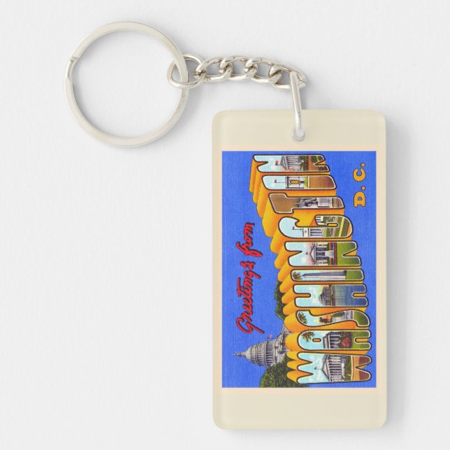 Washington District Columbia Large Letter Postcard Keychain (Front)