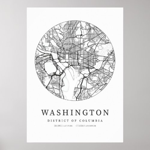 Washington District of Columbia City Map Poster