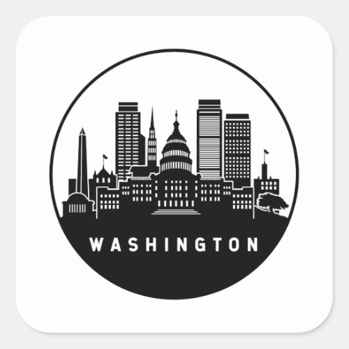 Washington District of Columbia Skyline Square Sticker