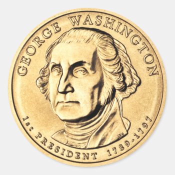 Washington Dollar Coin Classic Round Sticker by BarbeeAnne at Zazzle