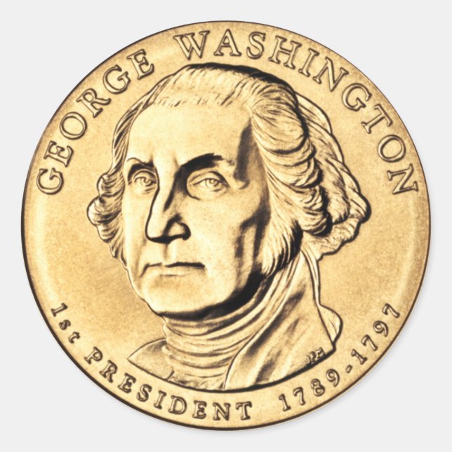 Washington Dollar Coin Classic Round Sticker (Front)