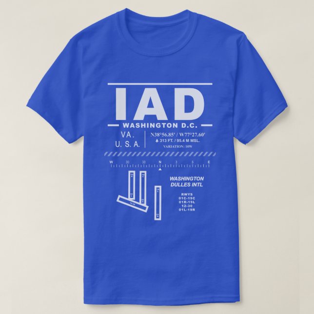 Washington Dulles International Airport IAD T-Shirt (Design Front)
