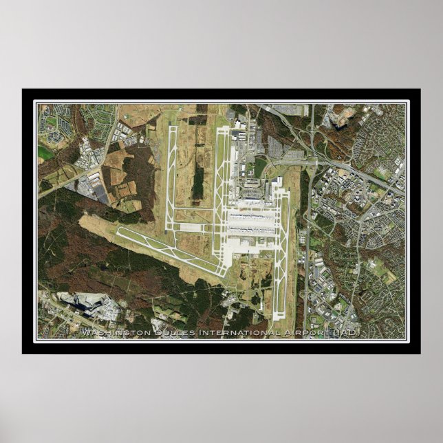 Washington Dulles Intl Airport Satellite Map Poster (Front)