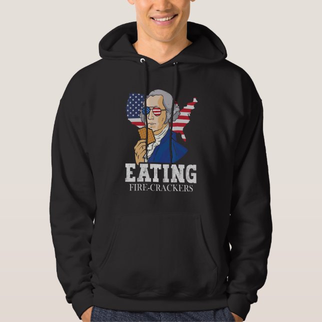 Washington Eating Fire crackers 4th of July Biscui Hoodie (Front)