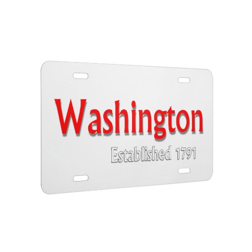 Washington Established Aluminum License Plate