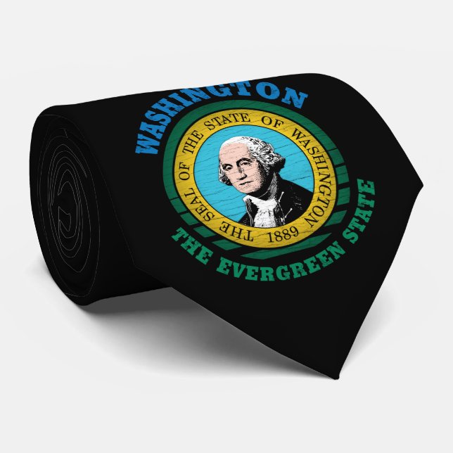 WASHINGTON EVERGREEN STATE FLAG NECK TIE (Rolled)