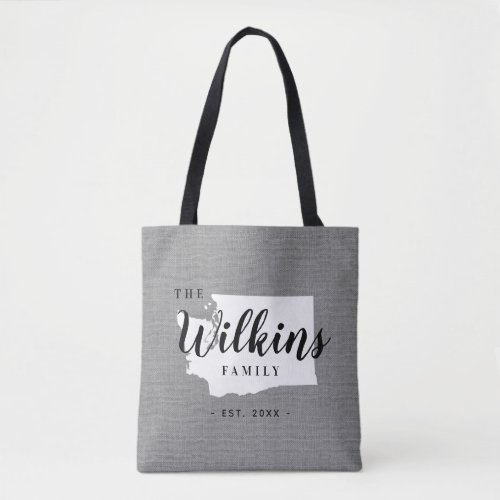 Washington Family Monogram State Tote Bag