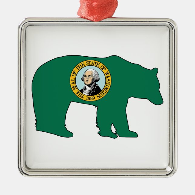 Washington Flag Bear Metal Ornament (Front)