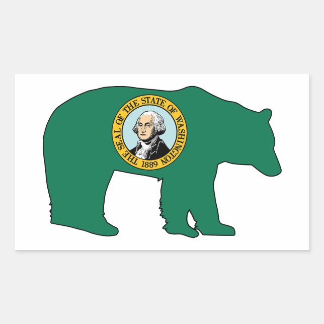 Washington Flag Bear Rectangular Sticker (Front)