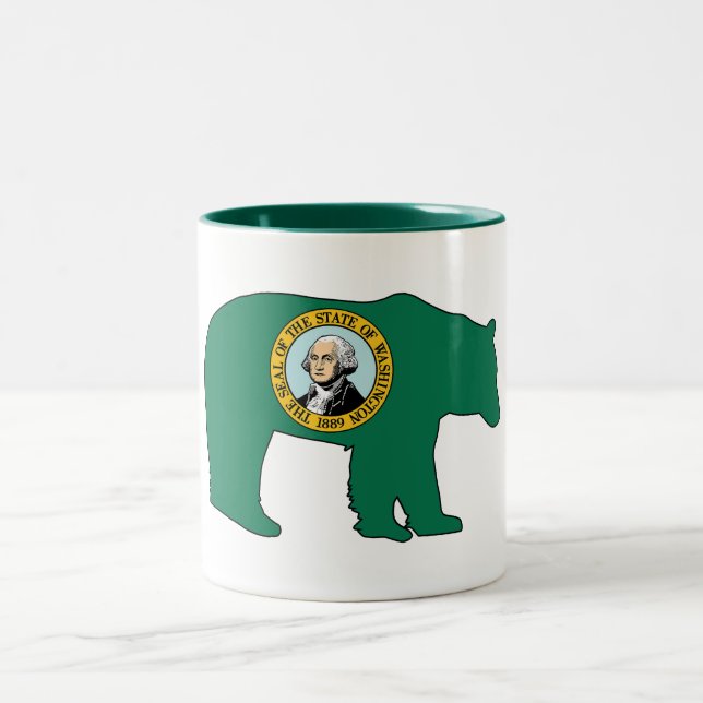 Washington Flag Bear Two-Tone Coffee Mug (Center)
