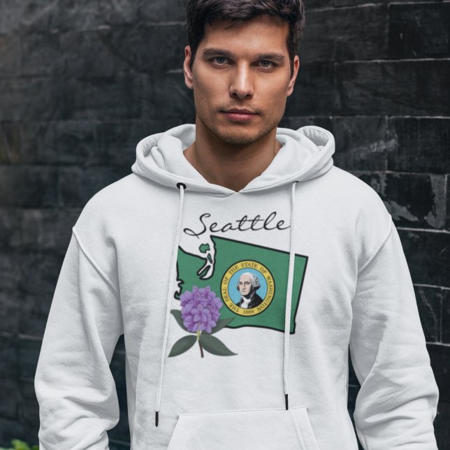 Washington Flag & Flower Pacific Rhododendron Hoodie (Creator Uploaded)