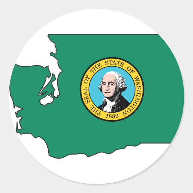 Washington Flag Map Classic Round Sticker (Front)