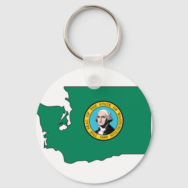 Washington Flag Map Keychain (Front)