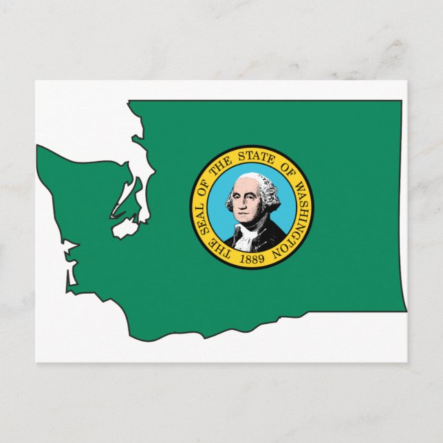 Washington Flag Map Postcard (Front)