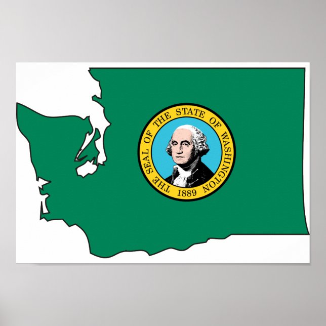Washington Flag Map Poster (Front)