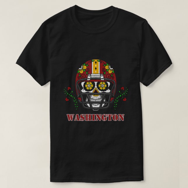 Washington Football Helmet Sugar Skull T-Shirt (Design Front)