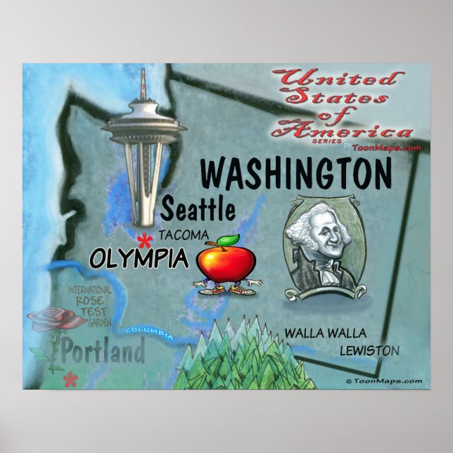 Washington Fun Map Poster (Front)