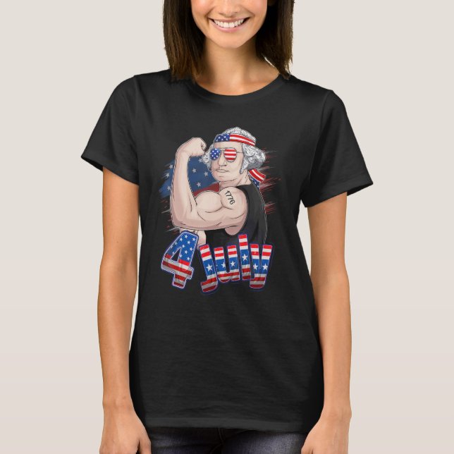 Washington George 4th Of July Patriotic Usa Flag M T-Shirt (Front)