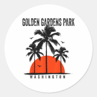 Washington Golden Gardens Park Surfing Surfboardin Classic Round Sticker