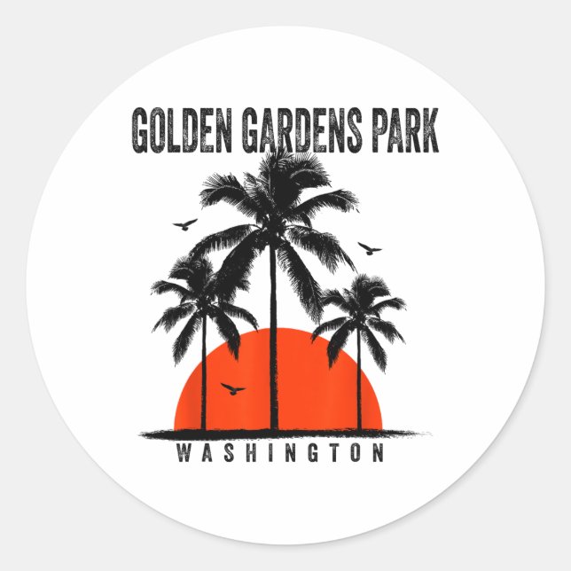 Washington Golden Gardens Park Surfing Surfboardin Classic Round Sticker (Front)