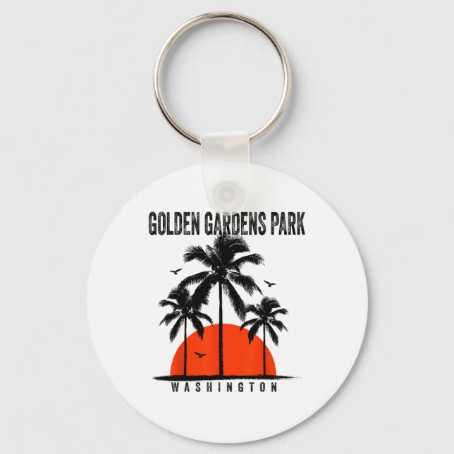 Washington Golden Gardens Park Surfing Surfboardin Keychain (Front)