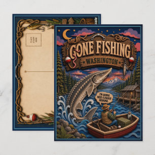 Washington Gone Fishing White Sturgeon Postcard