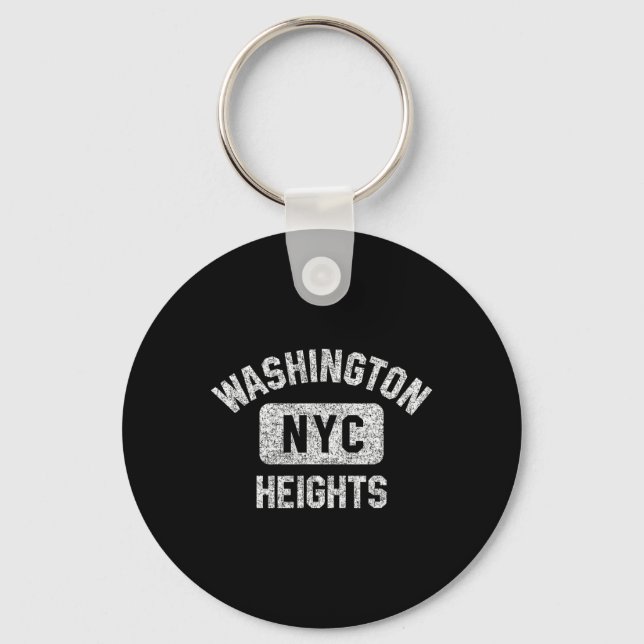 Washington Heights Nyc Gym Style Distressed White  Keychain (Front)